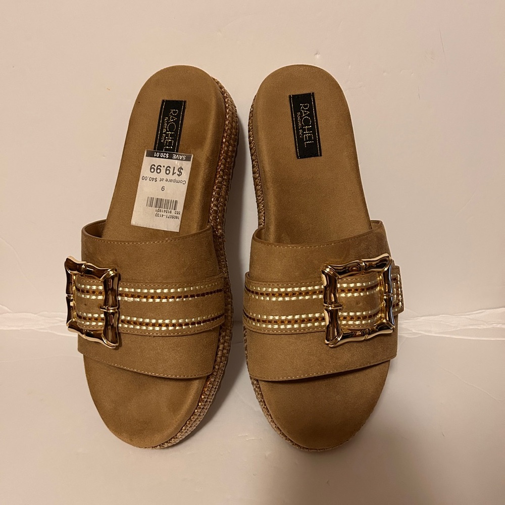 Rachel Roy New Tan Sandals platform Woven Detail Women’s Shoes Size 9 Pull On